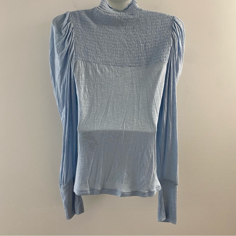 7 for all mankind blouse burnout smocked faux turtleneck - Picture 5 of 12